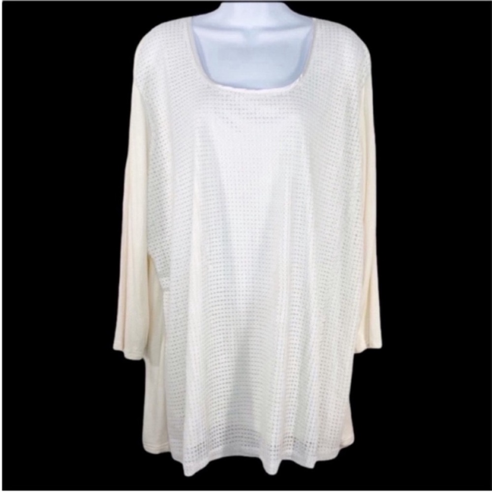 AMERICAN GLAMOUR - BADGLEY MISCHKA 
sequins front top NEW cream